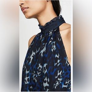 Ramy Brook Silk Blue Black Sleeveless Blouse - Medium